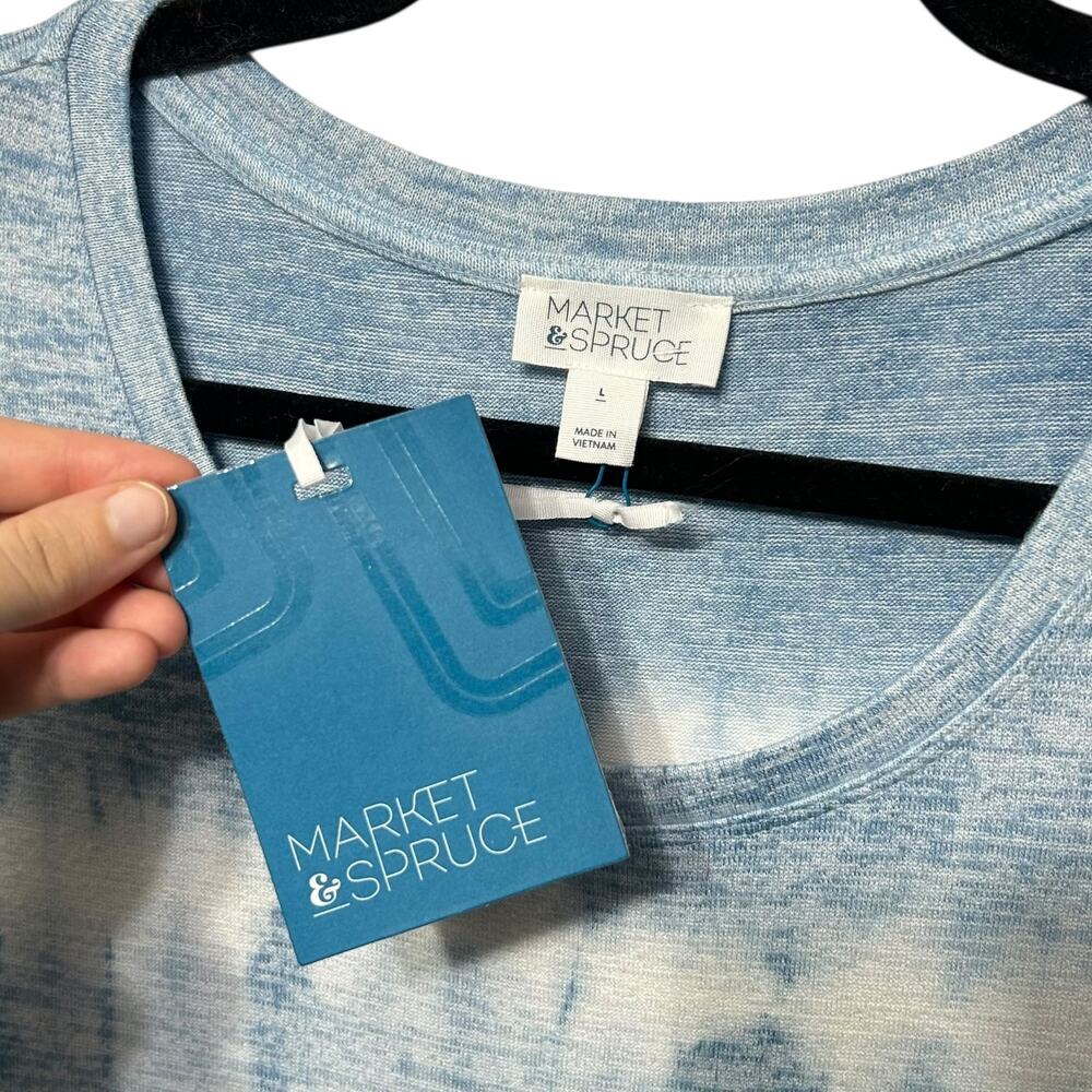 Market & Spruce Juuna Hi-Low Top NWT Women's Sz L Light Blue Tie Dye Stitch Fix - Picture 3 of 4